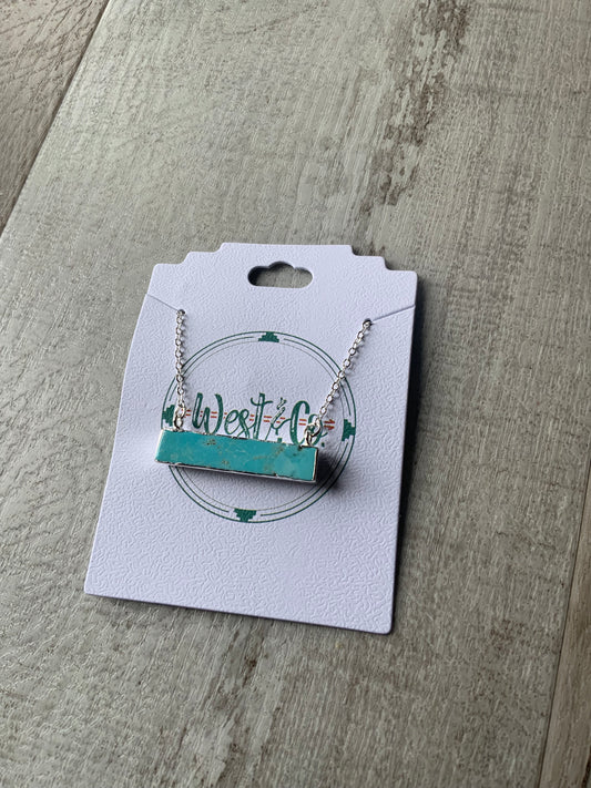 Dainty Silver Necklace w/ Turquoise Bar