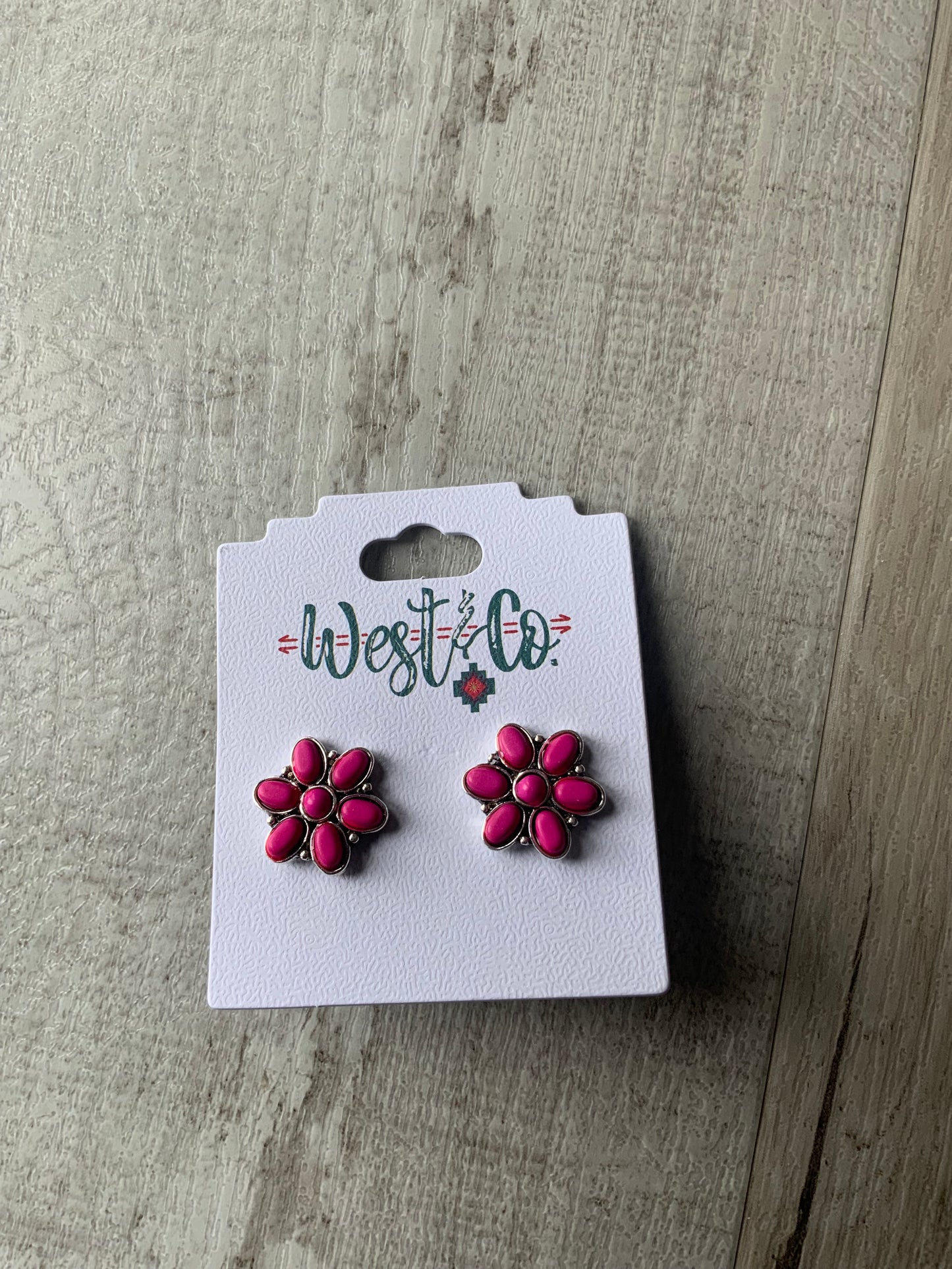 Pink Flower Stud Earrings
