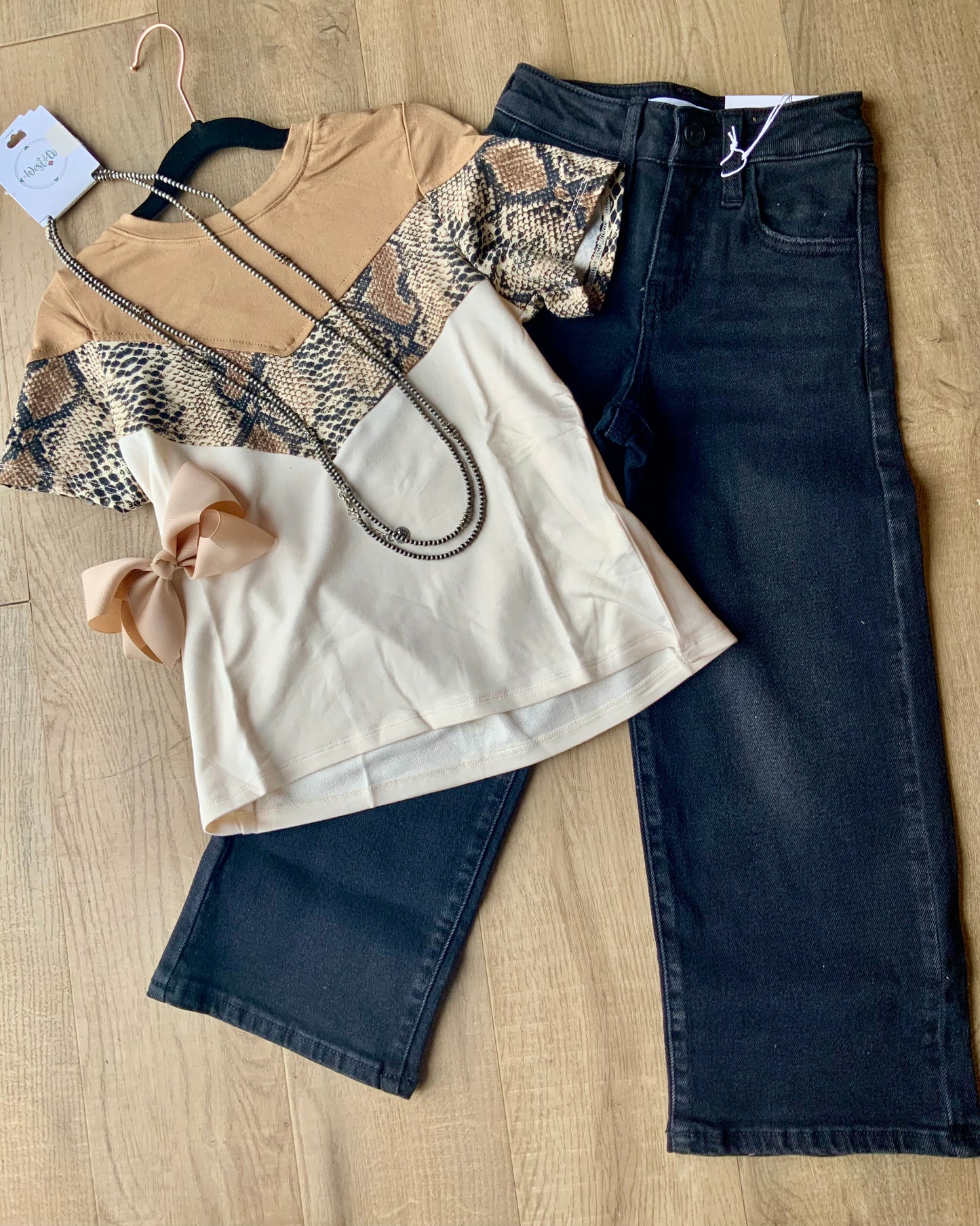 Snake Skin Color Block Knit Top