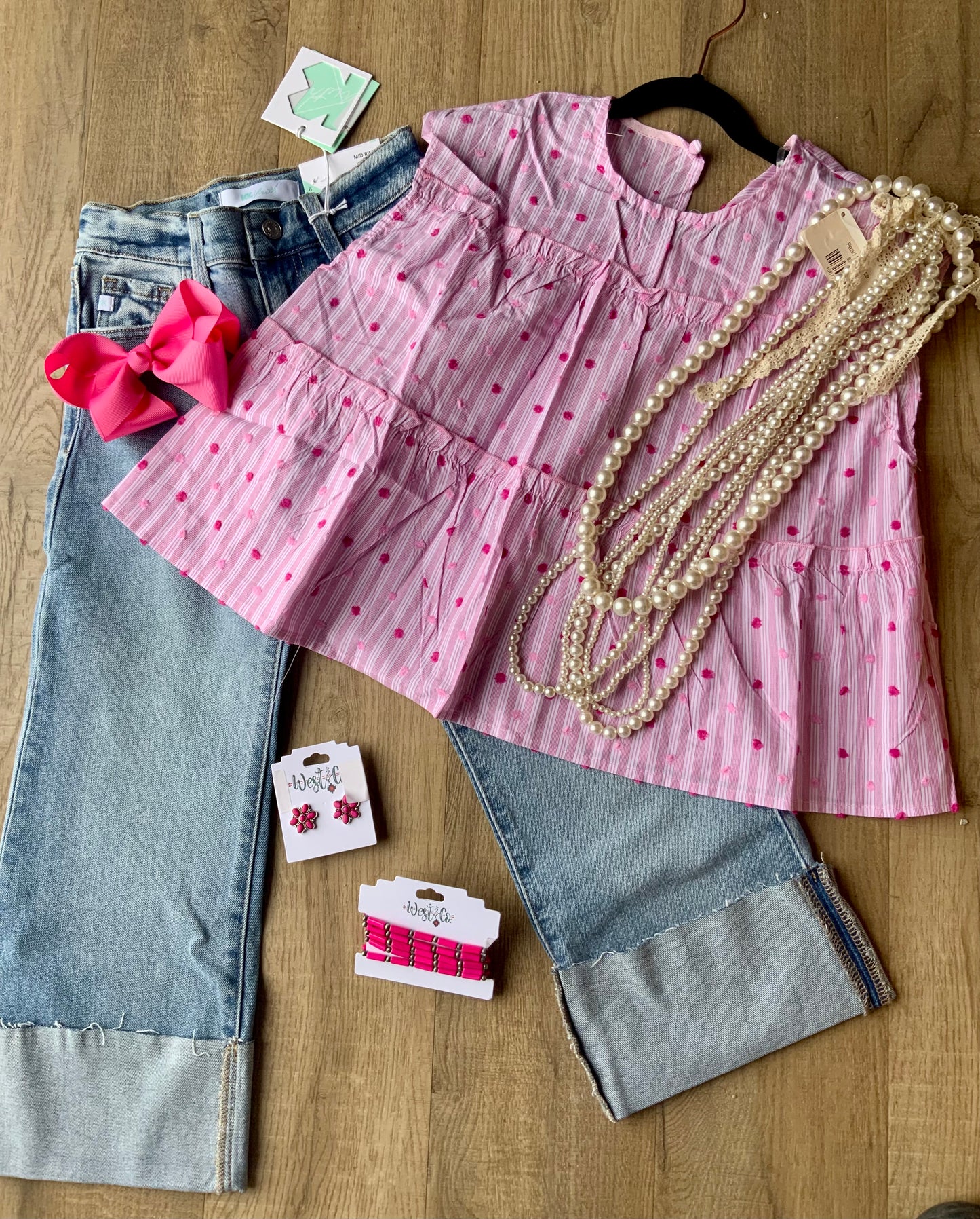 Pink Dot Stripe Blouse