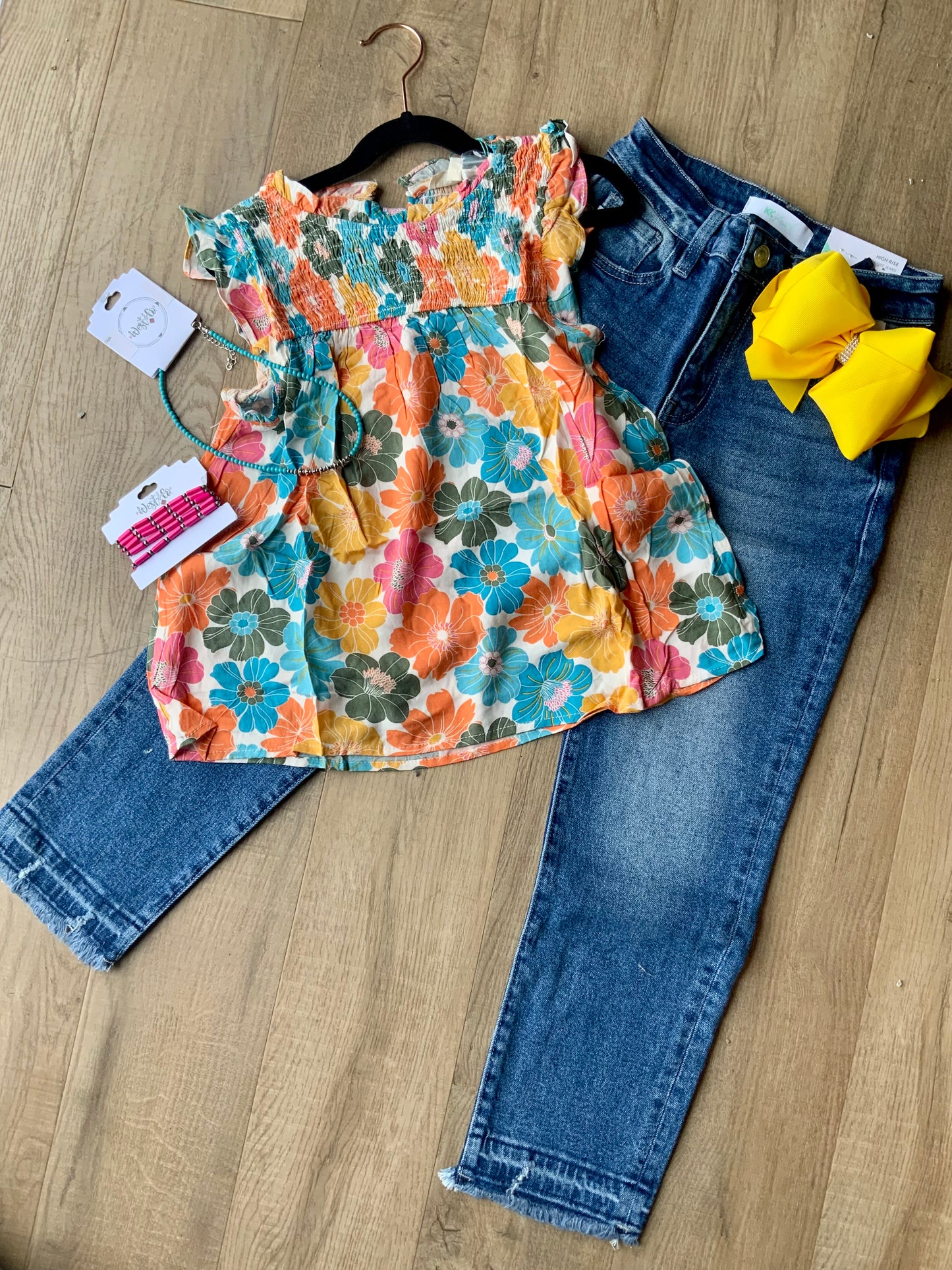 Floral Smocked Ruffle Detail Tank