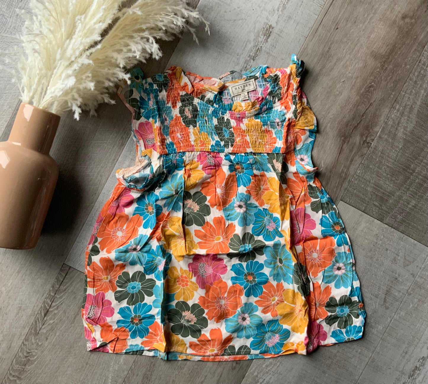 Floral Smocked Ruffle Detail Tank