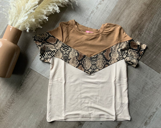 Snake Skin Color Block Knit Top