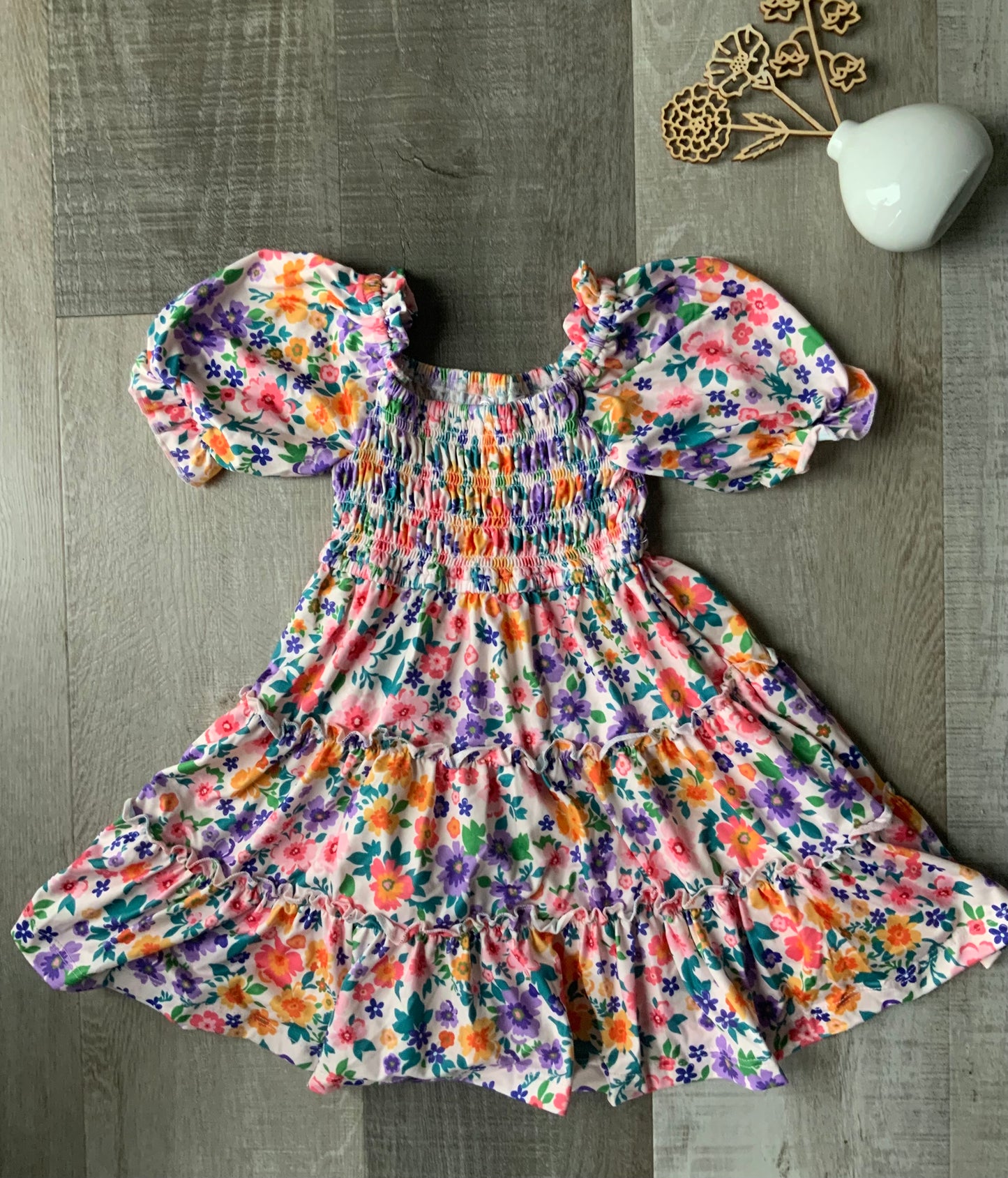 Garden Groove Smocked Ruffle Dress