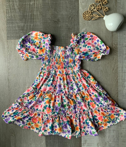 Garden Groove Smocked Ruffle Dress