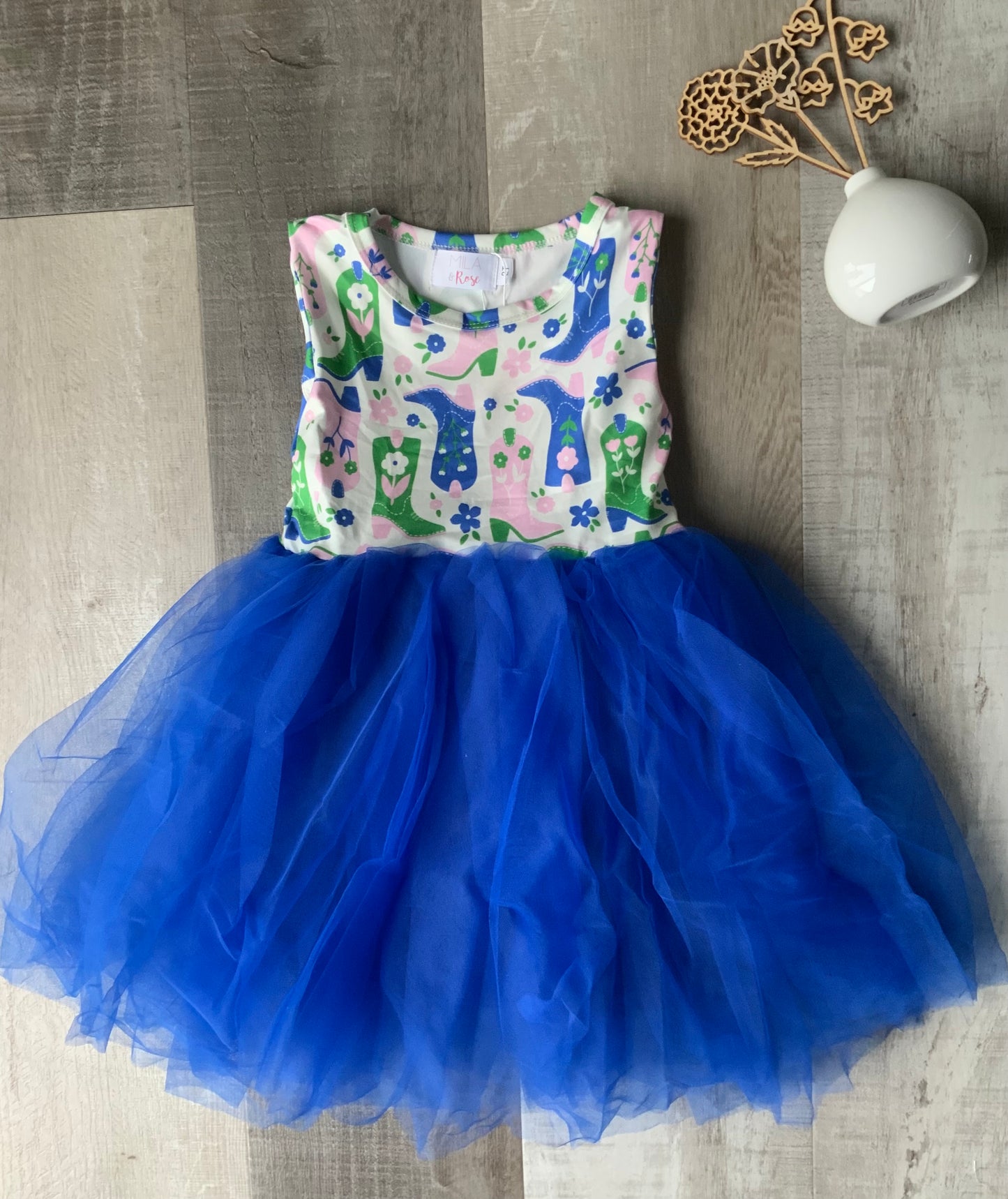 Boots & Blooms Tank Tutu Dress