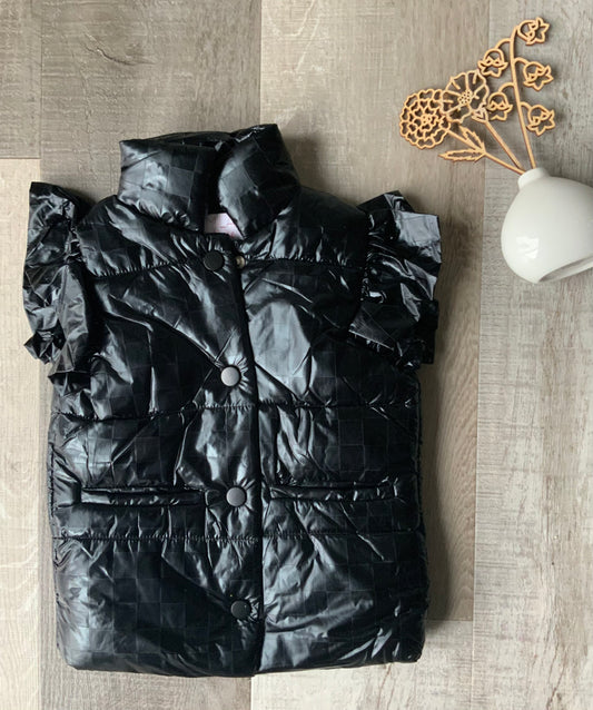 Black Checkered Puffer Vest