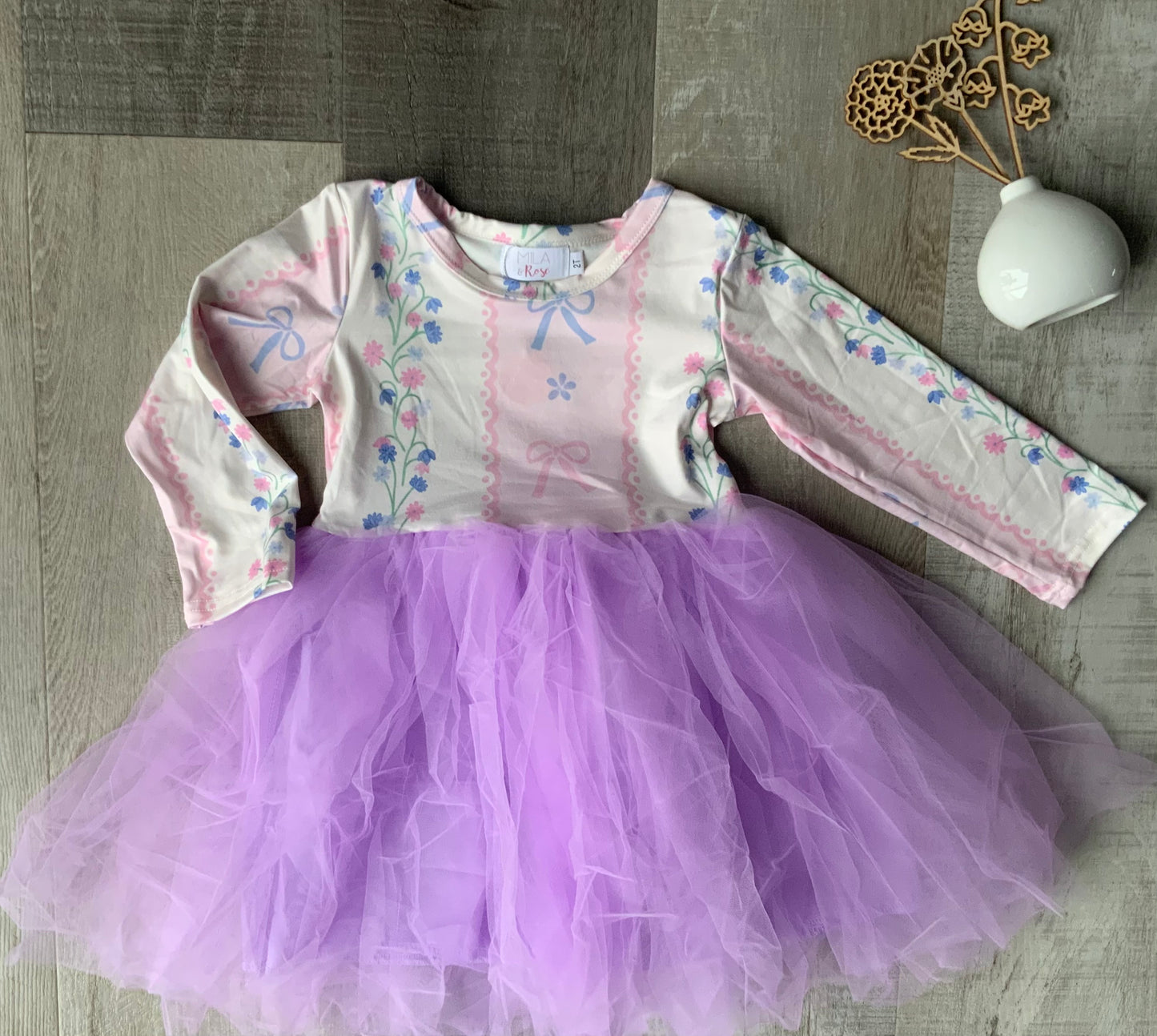 Blush & Blooms Long Sleeve Tutu Dress