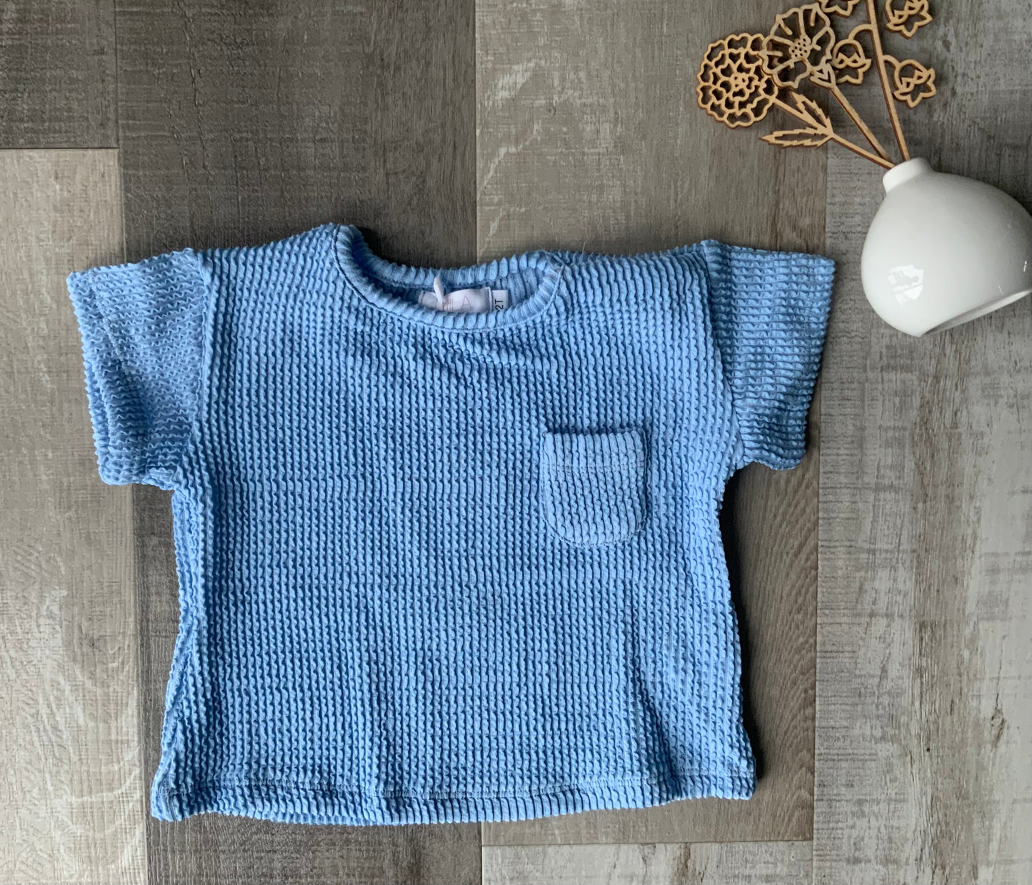 Sky Blue Scrunchy Pocket Tee