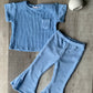 Sky Blue Scrunchy Pocket Tee