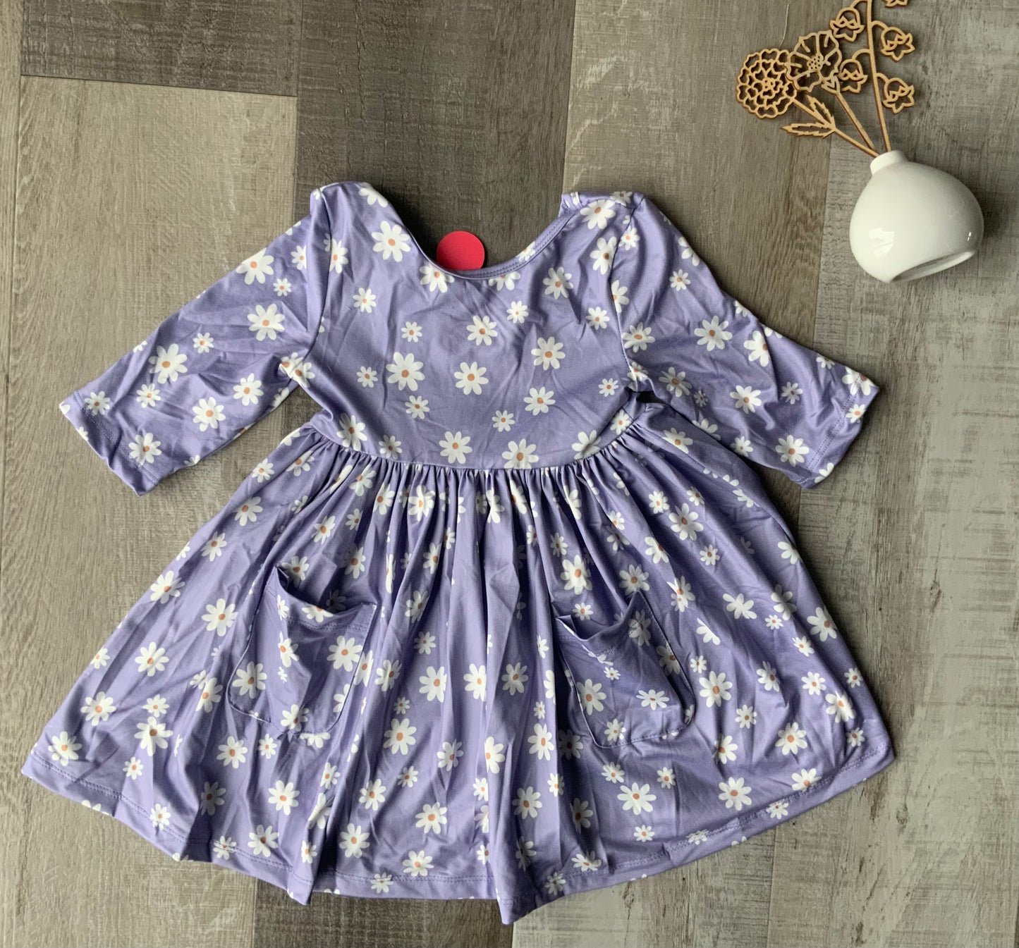Dainty Daisies 3/4 Sleeve Twirl Dress