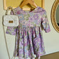 Lavender Floral 3/4 Sleeve Twirl Dress