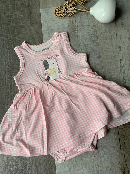 Cute Farm Animal Applique Dress