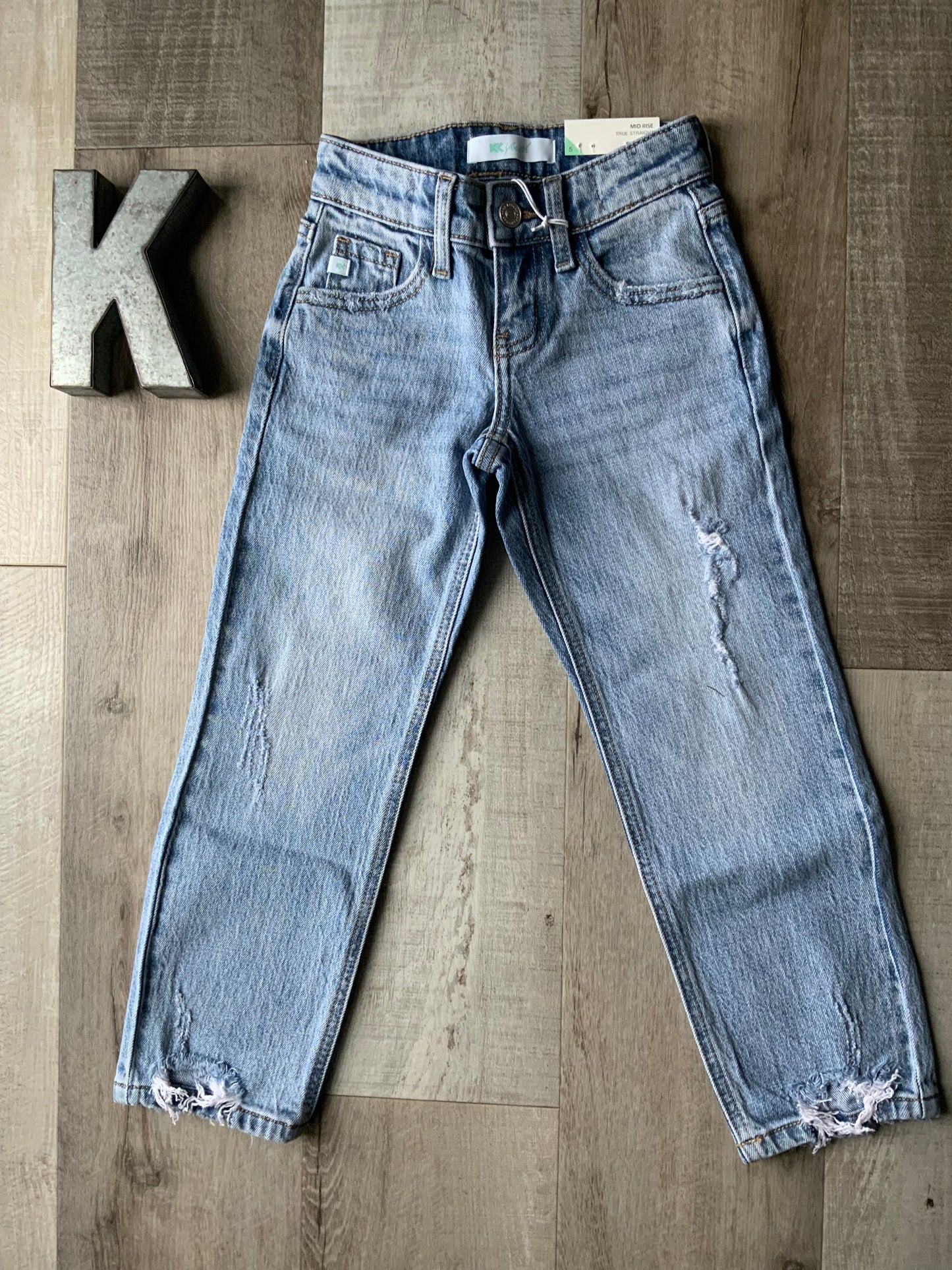 Youth Medium Wash Mid Rise Straight Leg Jeans by KanCan