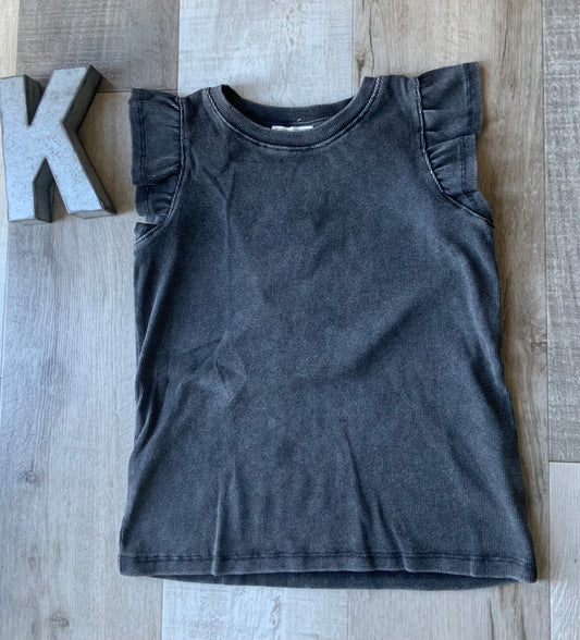 Washed Black Ruffle Top