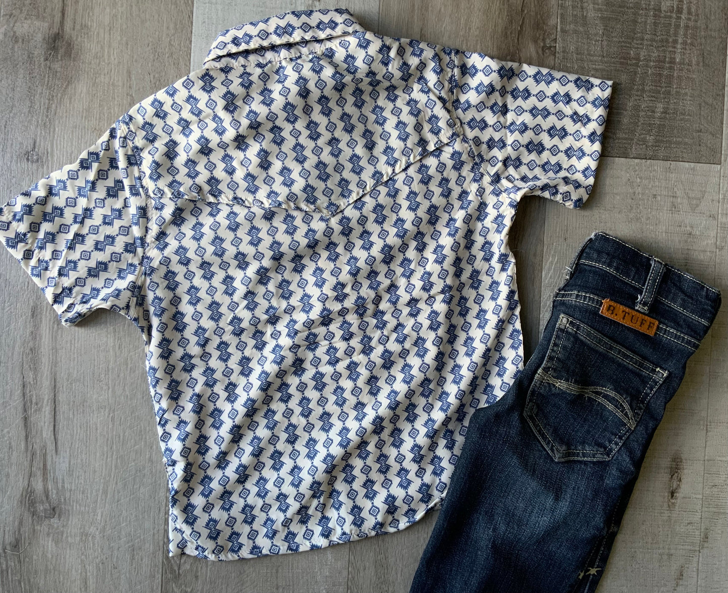 Blue Aztec SS Pearl Snap