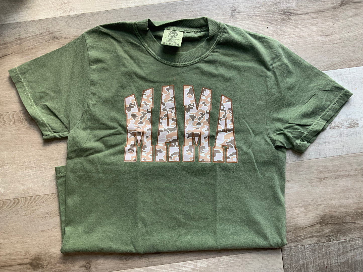 Olive Green Camo Mama Tee