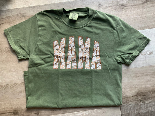 Olive Green Camo Mama Tee
