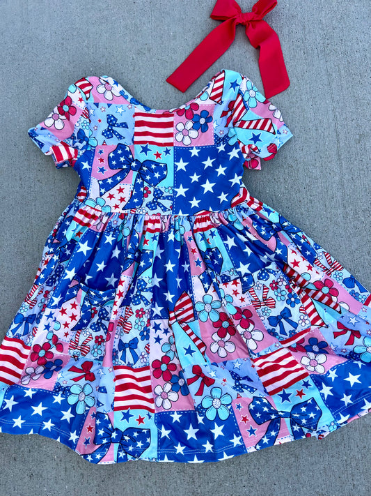 Patriotic Patchwork Pocket Dress