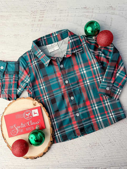 Red & Green Plaid Button Down