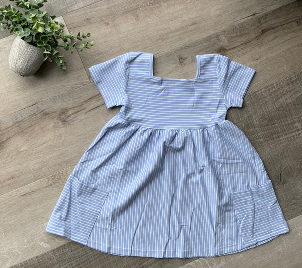 Blue Stripe Pocket Dress