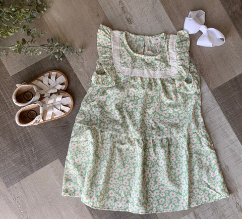 Daisy Ladder Lace Trim Mini Dress
