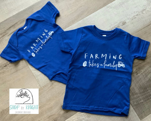 Farming Takes a Family Tee - Blue