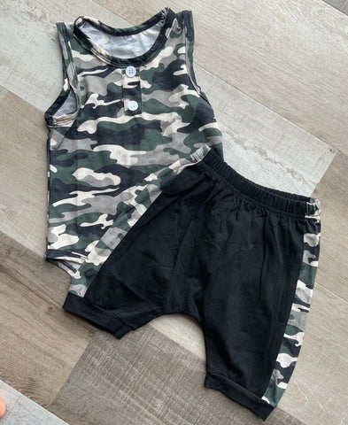 Camo Tank Shorts Outfit