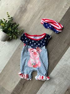 Pig Patriotic Baby Romper
