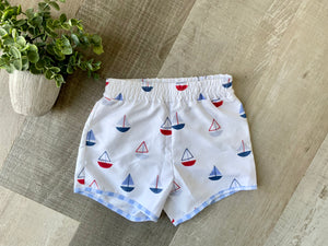 Sail Away Blue Gingham Swim Shorts