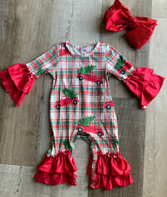 Holiday Truck Ruffle Romper