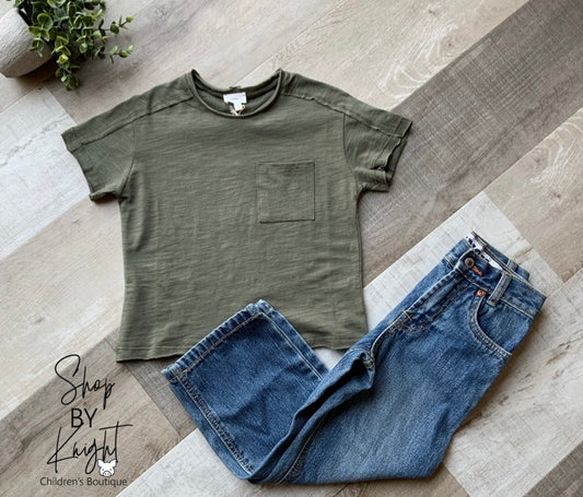 Olive Short Sleeve Pocket Tee