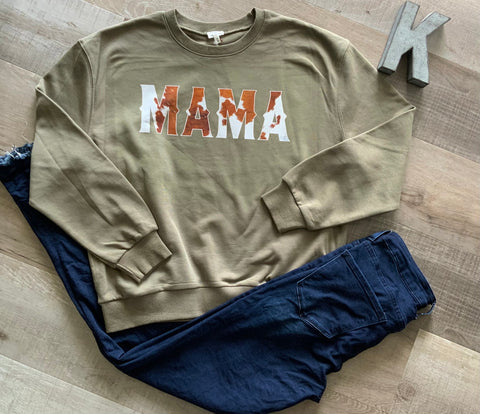 Olive Mama Cowhide Sweatshirt