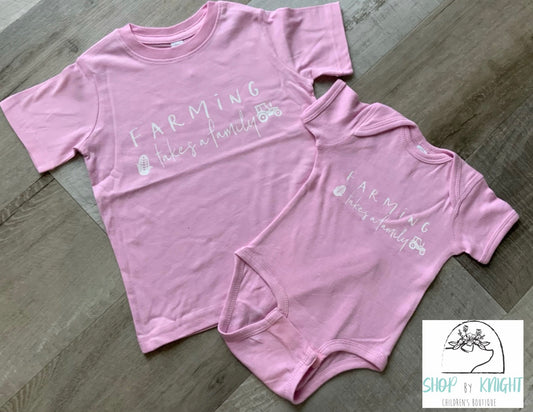 Farming Takes a Family Tee - PINK