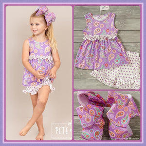 Purple Paisley Shorts Set by Pete & Lucy