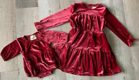 Burgundy Velvet Bubble Romper & Dress