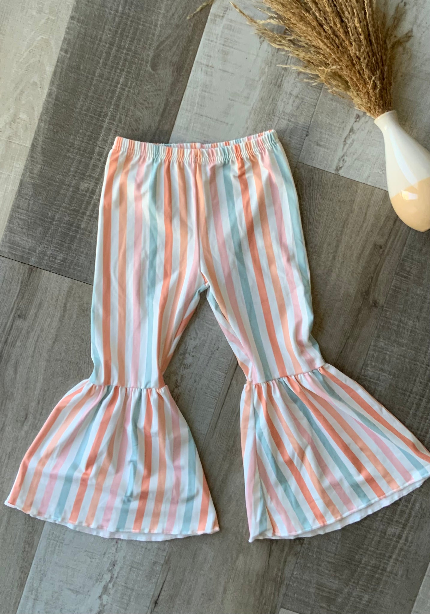 Stripe Peach & Teal  Bell Pants