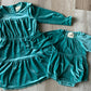 Teal Velvet Bubble Romper & Dress