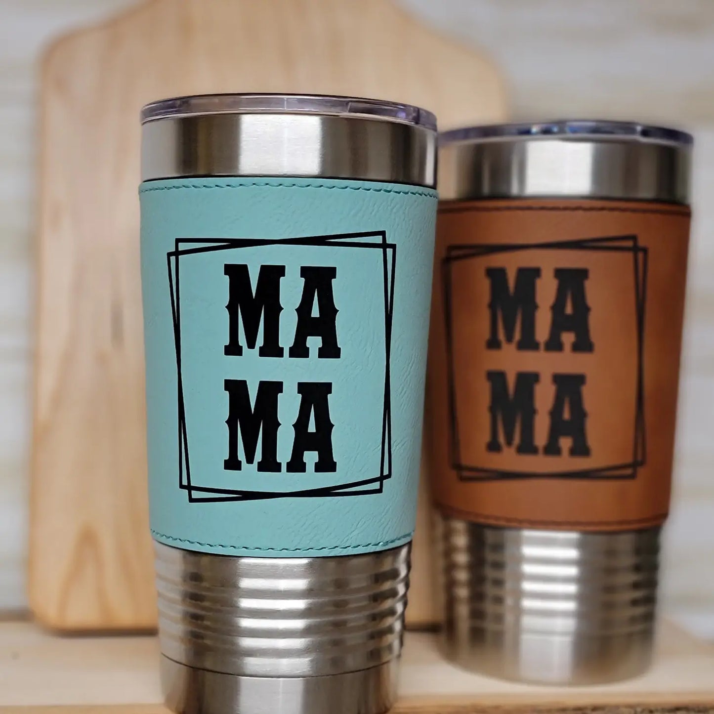 Mama Engraved Leather Tumbler